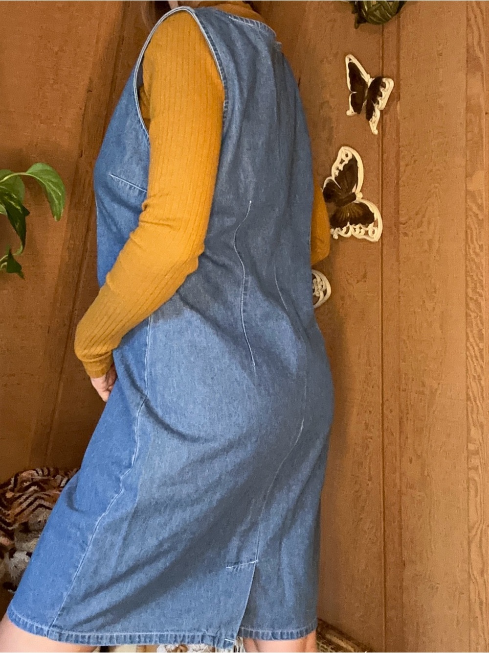 Vintage 1980s Sleeveless Midi Denim Dress | M/L - Picture 3 of 5